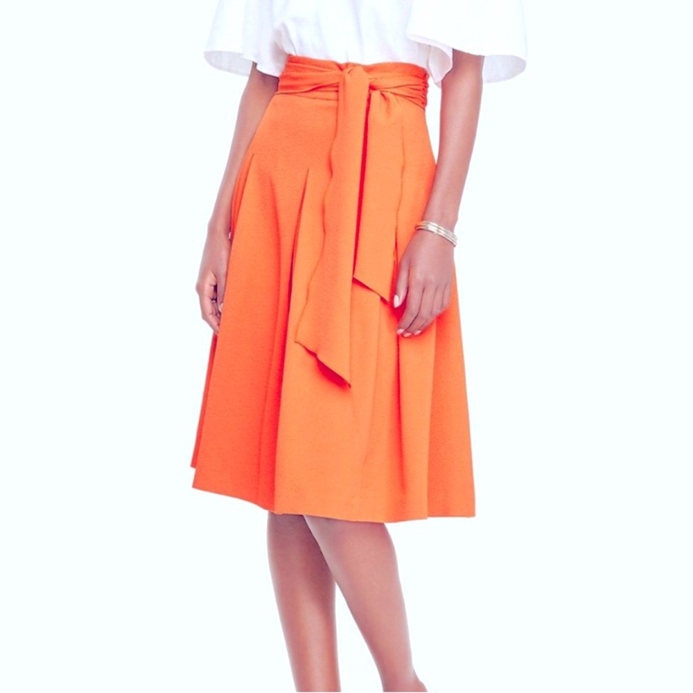 Ann Taylor Belted Pleated Full Skirt, Orange, Size 10 New With Tags
